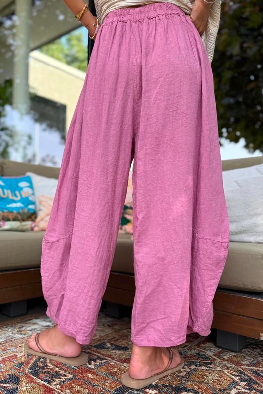Sandbar Linen Blend Barrel Culotte Pant Indian Pink